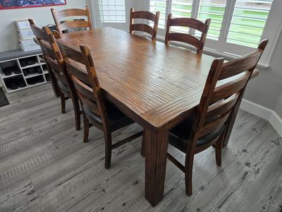 7 Piece Rustic Wood Dining Table Set