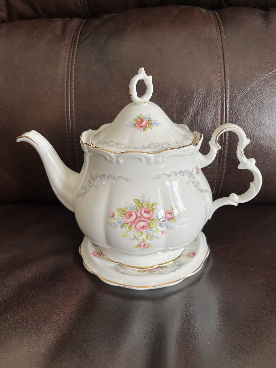 Royal Albert Tranquillity Teapot with Matching Trivet - England-1960's