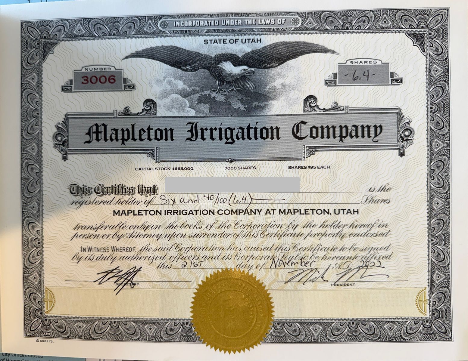 Mapleton Irrigation Shares for Sale - Ready for Mapleton Development