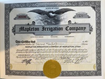 Mapleton Irrigation Shares for Sale - Ready for Mapleton Development