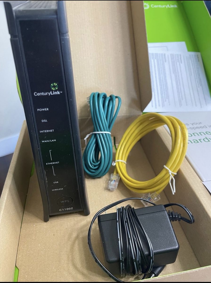 CenturyLink C1100Z Wireless DSL Modem Router with Power Cord and Cables