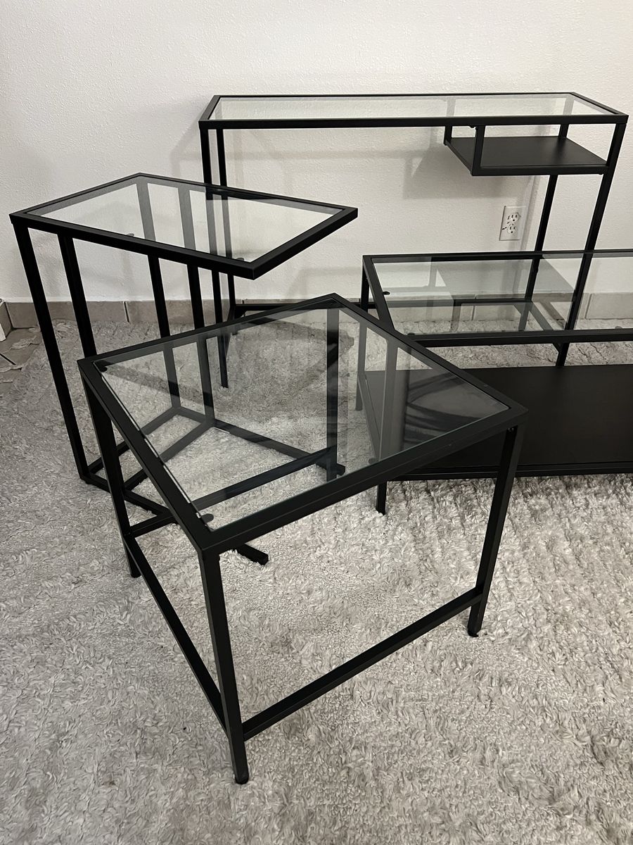 Modern IKEA Glass Table Set (4‑Piece, like NEW)