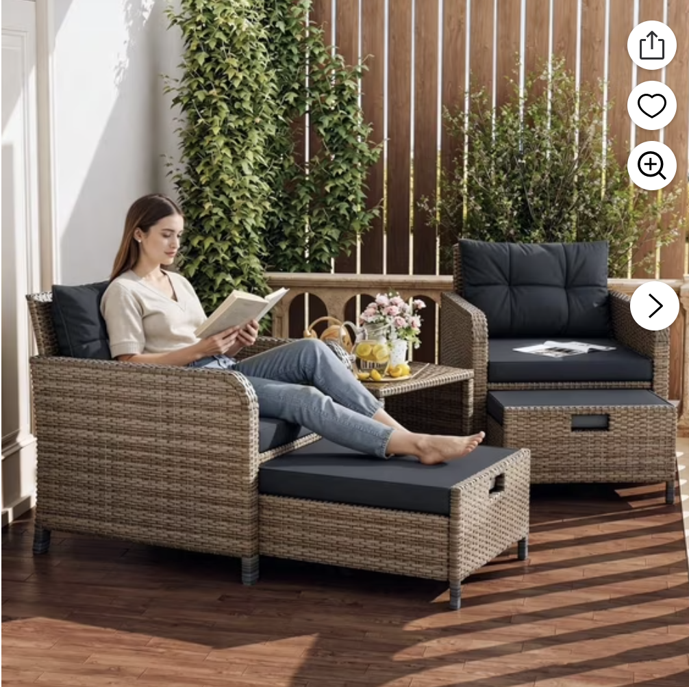 2 Wicker Outdoor Chairs  - Patio Furniture (footrest and side table not included)