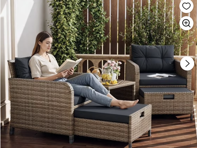 2 Wicker Outdoor Chairs - Patio Furniture (footrest and side table not included)
