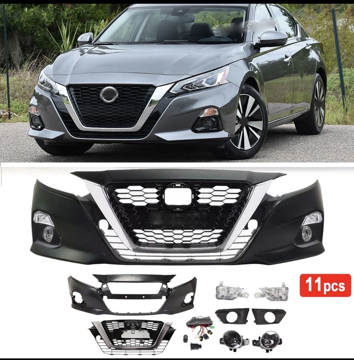 Front Bumper Cover Grille Fog Light Assembly for Nissan Altima 2019-2022 11pcs New