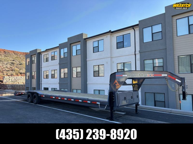 2026 RawMaxx 8.5X34 LDX/14K/GN/MAXXRAMPS/10PLY/SPARE/SHADOWGREY Flatbed Trailer