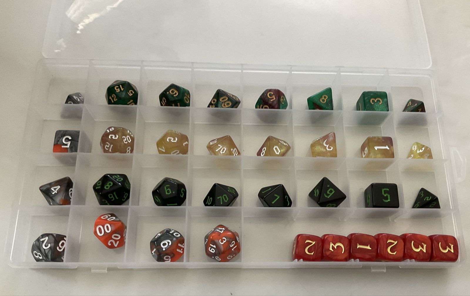Dungeons & Dragons Dice Sets: 4 Full Polyhedral Sets + 6 Red D6s w/ Organizer Case