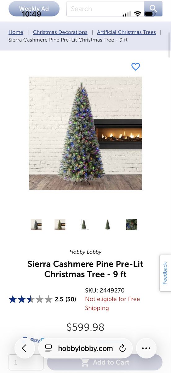 9 ft pre lit Christmas tree