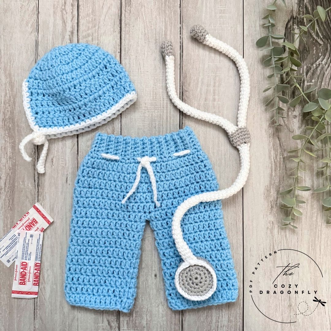 Baby Scrubs Doctor Outfit Photo Prop Crochet