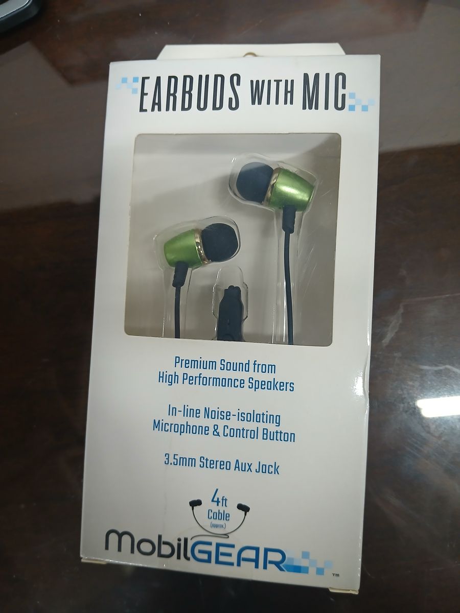 MobilGEAR Earbuds with Mic - Noise-Isolating, 3.5mm Aux, 4ft Cable, Premium Sound