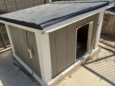 Outdoor Wooden Dog House with Asphalt Shingle Roof