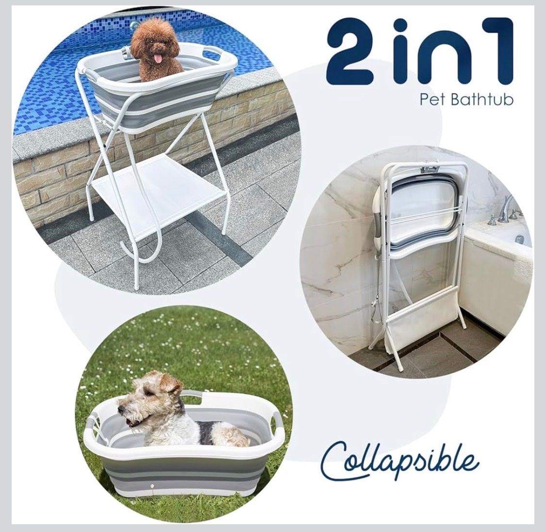 2 in 1 Dog Bath Tub Dog Washing Station for Bathing and Grooming
