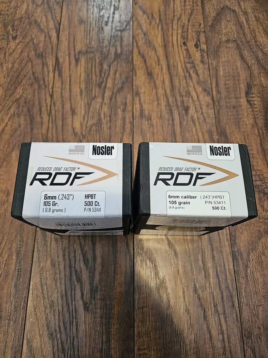 6mm 105 gr Nosler RDF Reloading Bullets 1000ct