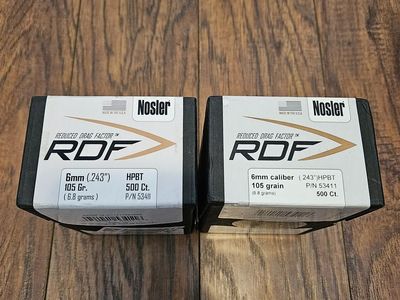 6mm 105 gr Nosler RDF Reloading Bullets 1000ct