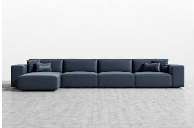Rove Concepts Portier Extended Modular Sectional (Midnight Blue - Leather-like fabric)