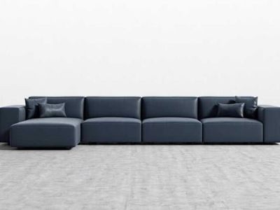 Rove Concepts Portier Extended Modular Sectional (Midnight Blue - Leather-like fabric)