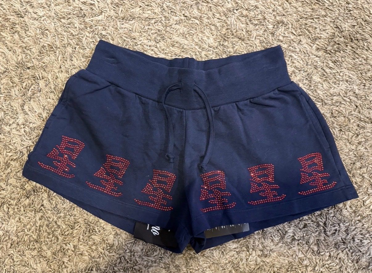 Odi et Amo navy blue red Chinese characters shiny