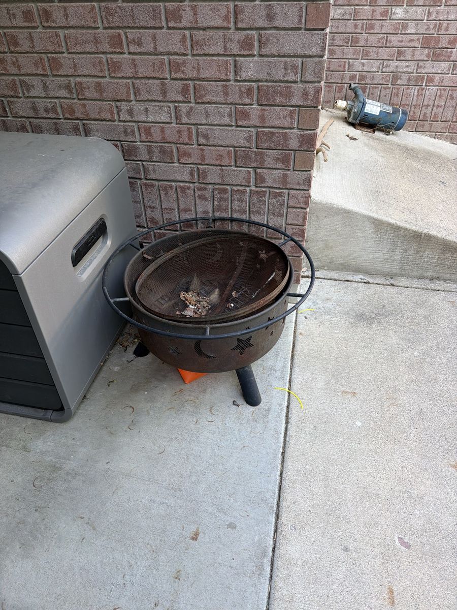 Outdoor Metal Fire Pit with Moon and Star Cutouts - Used Good Condition
