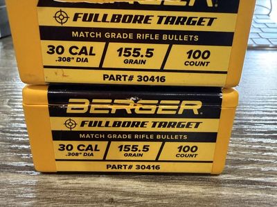 Berger Fullbore Target .30 Cal 155.5 Grain Match Grade Rifle Bullets 135 Count
