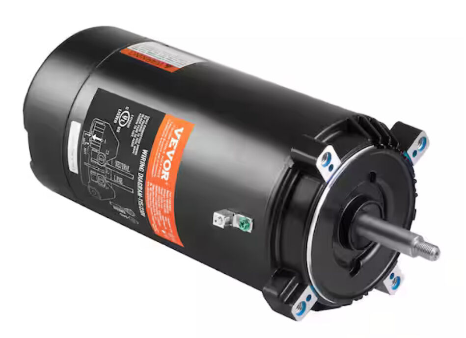 VEVOR 1.5 HP Replacement Pool Pump Motor 56J Frame 115/230-Volt 3450 RPM 1.3 SF 90μF/250V Capacitor, CCW Rotation Round Flange