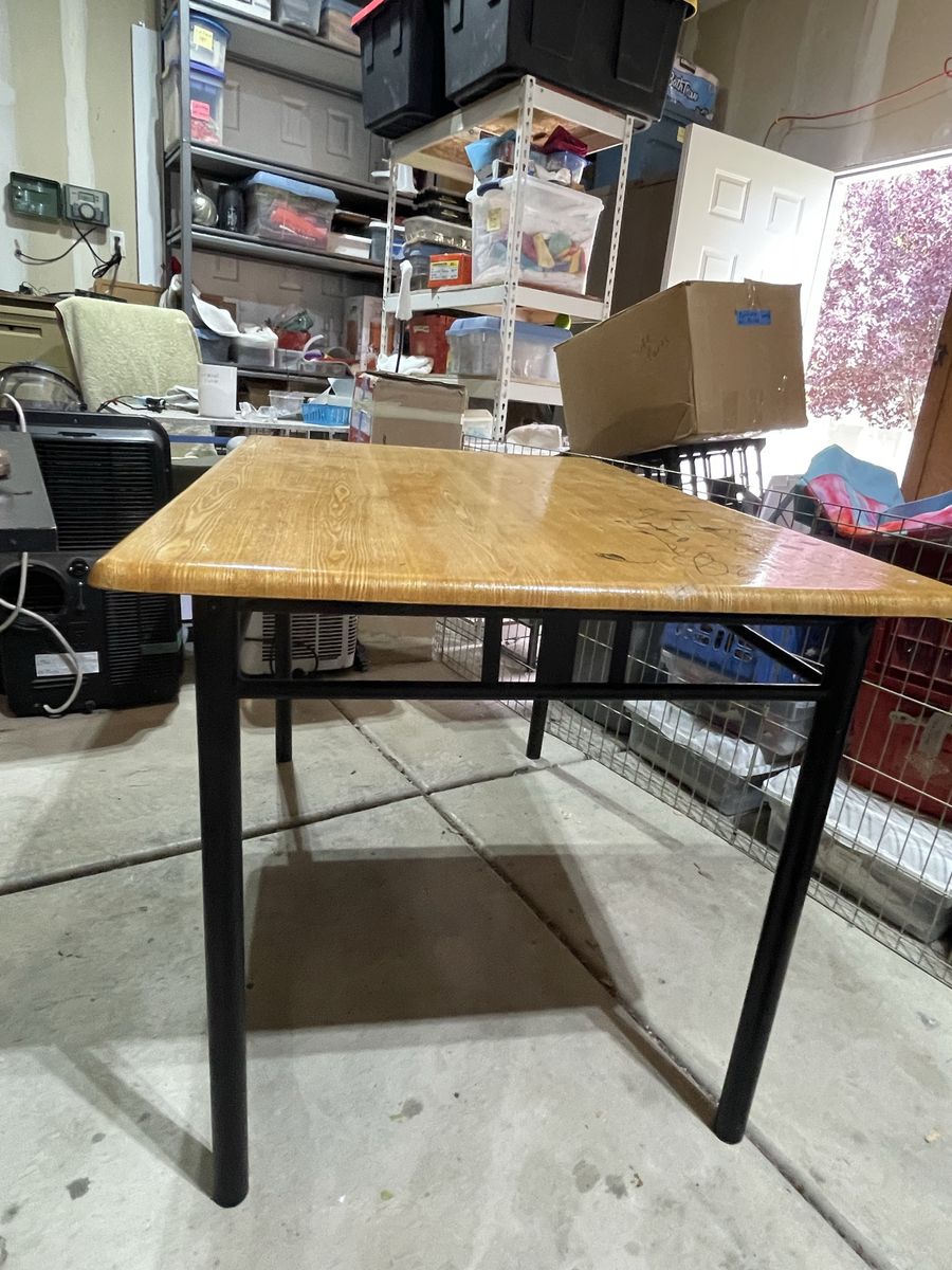 Dining table with metal base