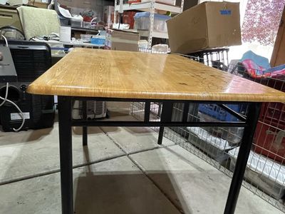 Dining table with metal base