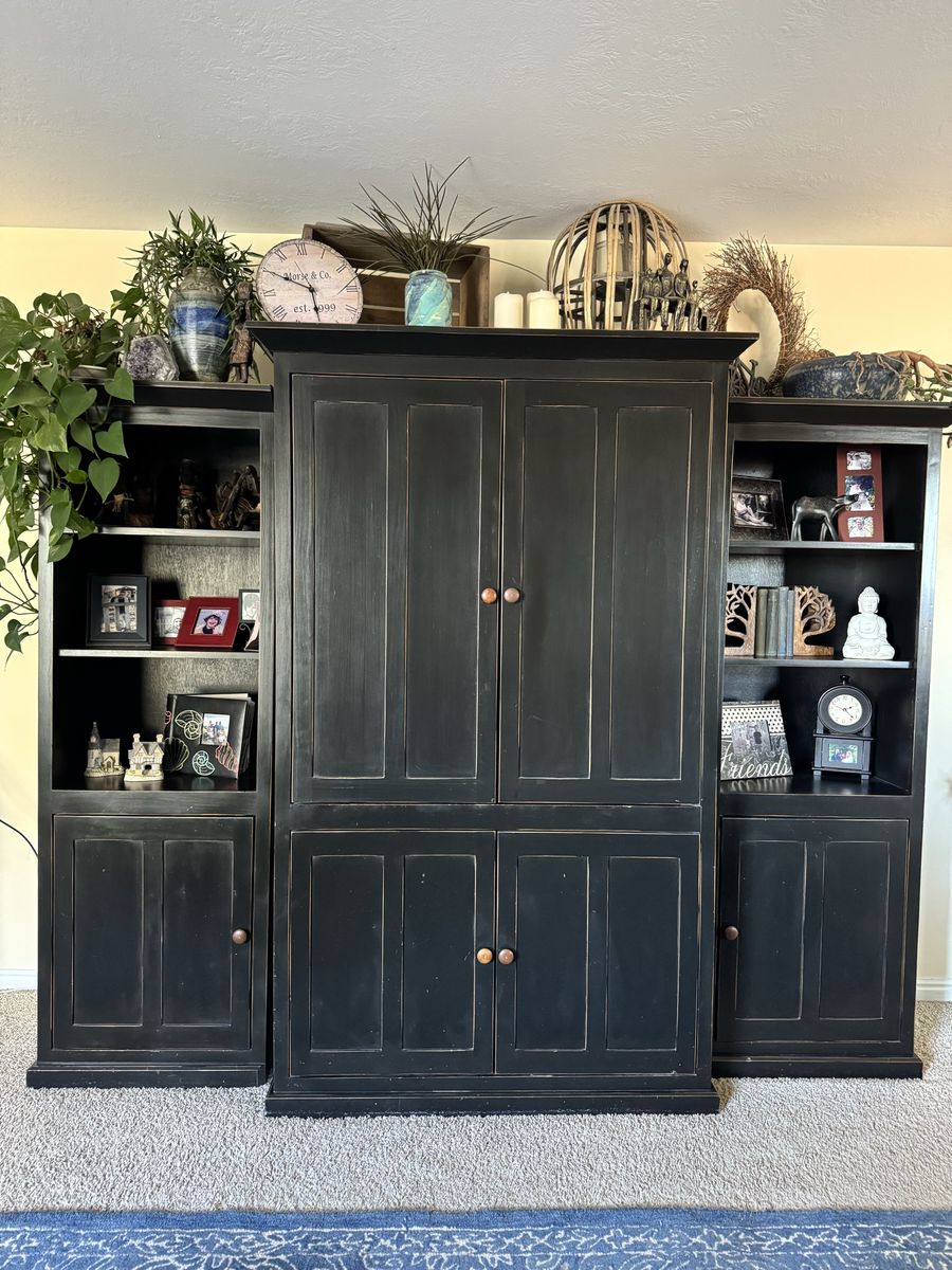 Entertainment center cabinet and bookshelves