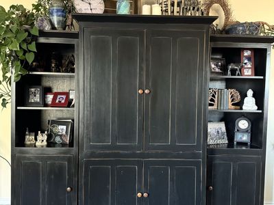 Entertainment center cabinet and bookshelves