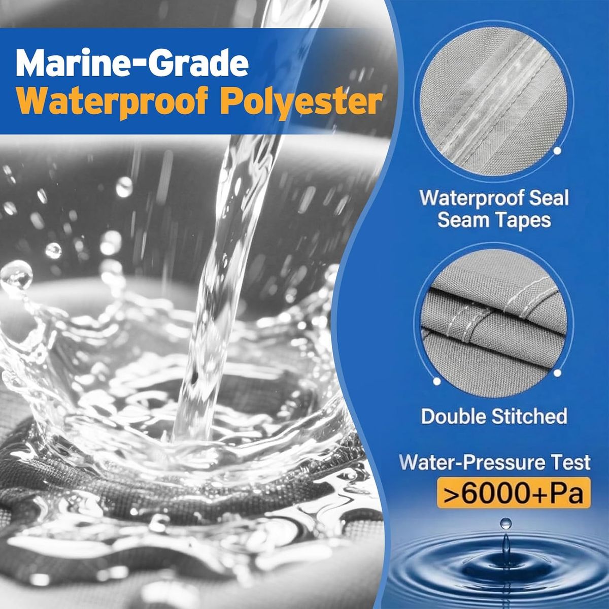 NEW Wake Tower Boat Cover, 900D Waterproof Boat Cover with Wake Tower2-Layer Thickened Bow & Stern, Fits 21-23ft V-Hull Boats
