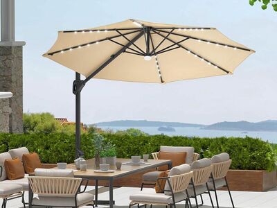 Tan 10Ft cantilever patio umbrella