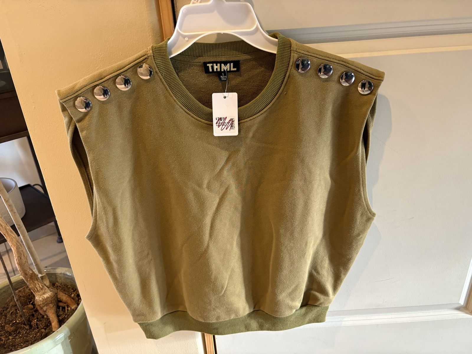 New THML Green Sleeveless Shirt Sz S or M - 3 available 