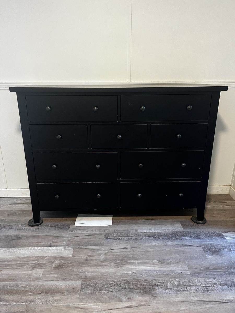 Black Bedroom Furniture - Dresser, Tall Chest, and Two Nightstands