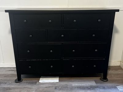Black Bedroom Furniture - Dresser, Tall Chest, and Two Nightstands