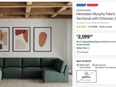 HENREDON GREEN 6-PIECE MODULAR SECTIONAL WITH OTTOMAN