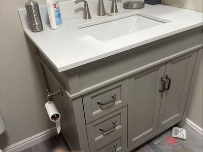 36-inch White Solid Surface Vanity Top with Undermount Sink