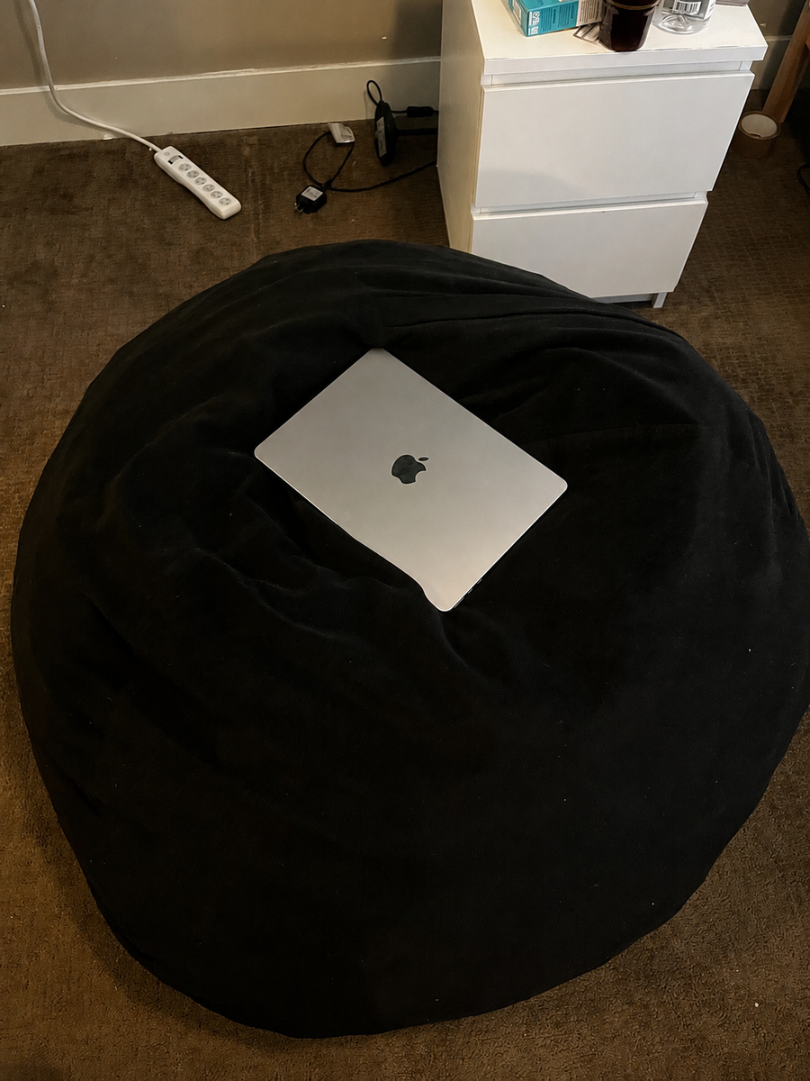 Large Dark Blue Bean Bag Chair (40" Diameter) – Super Comfortable