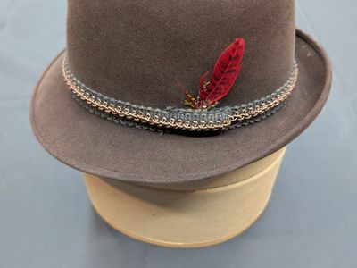 Vintage Knox New York Fedora Hat with Feather and Original Box - Size 7, Brown Felt