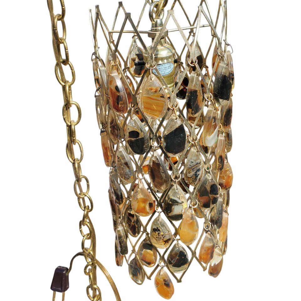MCM Hanging Agate Swag Lamp