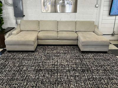 COSTCO DAVENPORT 3-PIECE FABRIC SECTIONAL W/ 2 STORAGE CHAISE!!