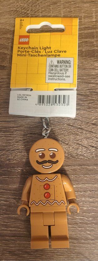 LEGO Gingerbread Man keychain with built-in LED li