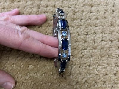 Blue and Silver Vintage Rhinestone Bracelet - 1950's