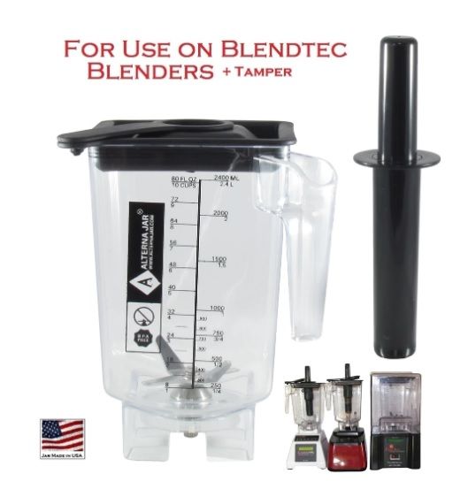 Alterna Jar for Blendtec Blenders with replaceable Blade Assembly and FREE Tamper