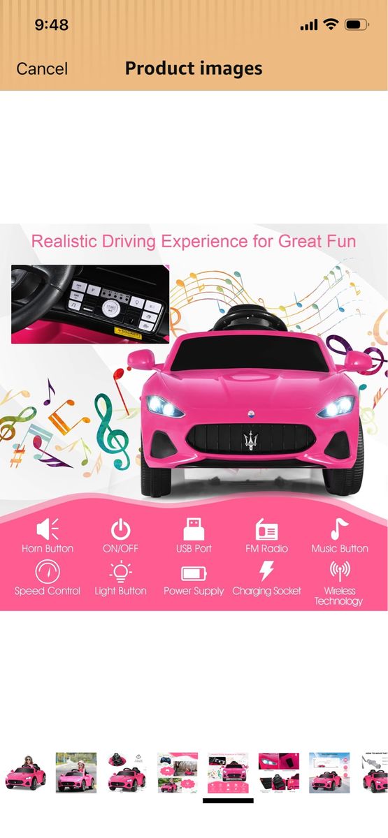 12V Kids Ride On Car, Pink