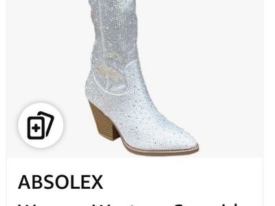 ABSOLEX Women's Rhinestone Cowgirl Boots - Pointed Toe, Knee-High, Western Style