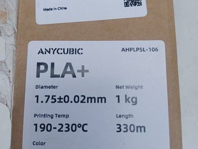Anycubic PLA+ 3D Printer Filament, 1.75mm, 1kg, 330m, Silver - New