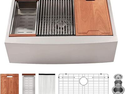 Lordear 30"x22" Stainless Steel Farmhouse Kitchen Sink Workstation