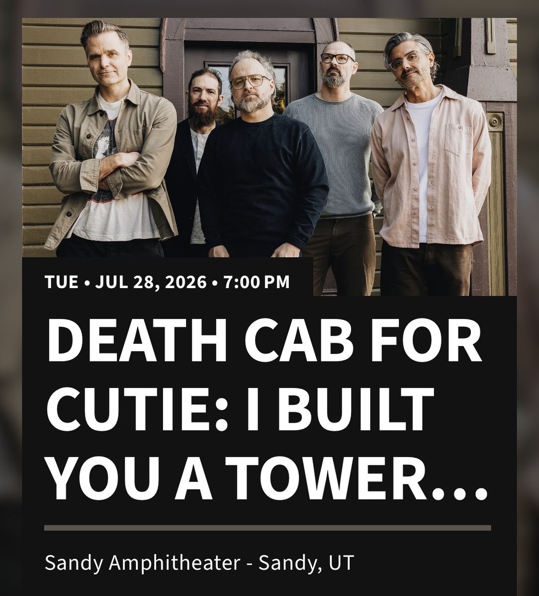 Death Cab for Cutie Concert Tickets x2 - Sandy Amphitheater - July 28, 2026