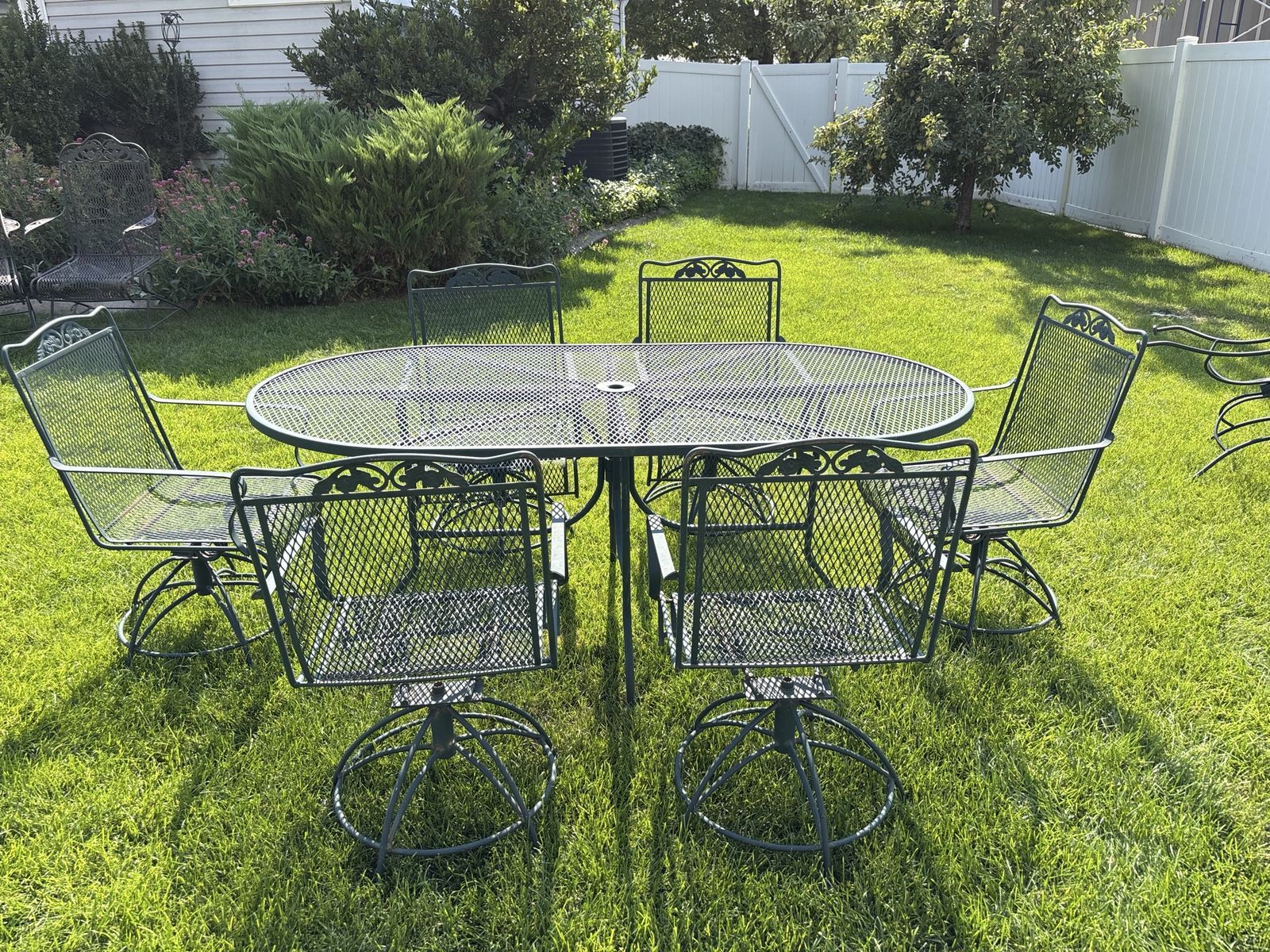 7pc Vintage Woodard Wrought Iron Patio Set