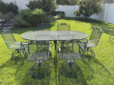 7pc Vintage Woodard Wrought Iron Patio Set