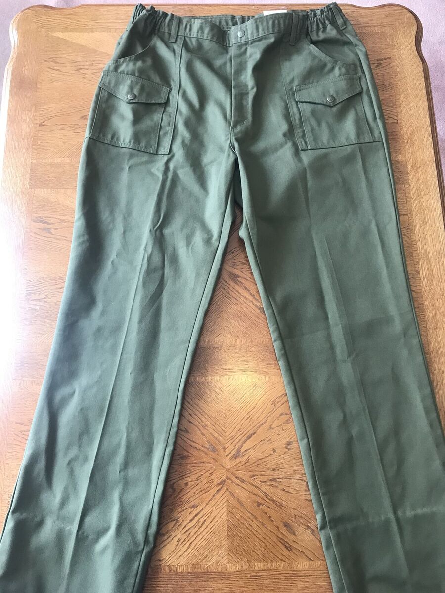VTG Boy Scouts of America Mens Olive Green Uniform Pants 40L x 40W Cargo Pockets BSA